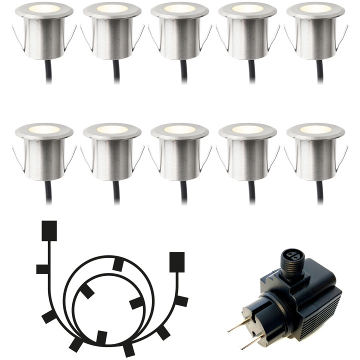 LightsOn Dexter Decklight 10-pack Silver Startpaket in the group HOME, HOUSEHOLD & GARDEN / Electricity & Lighting / Outdoor lighting / Garden lighting at TP E-commerce Nordic AB (C61408)