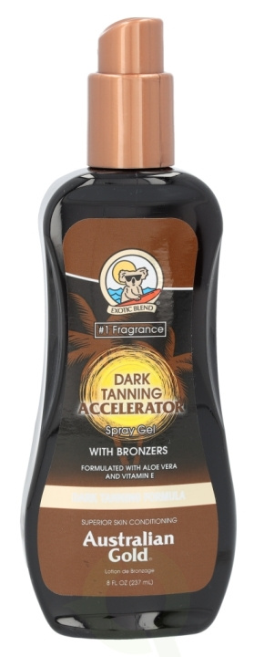 Australian Gold Accelerator Spray Gel 237 ml Dark Tanning + With Bronzers / Aloe Vera + Vitamine / Dark tanning Formula in the group BEAUTY & HEALTH / Skin care / Tanning / Sunscreen at TP E-commerce Nordic AB (C61849)
