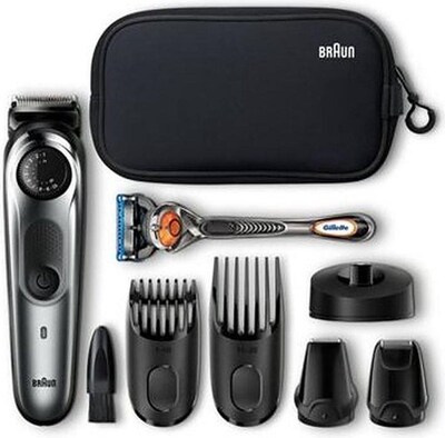 Braun beard trimmer BT 7940 - Black/Metal Grey + Gillette ProGlide razor incl. Toiletry bag in the group BEAUTY & HEALTH / Hair & Styling / Shaving & Trimming / Beard trimmer & Accessories at TP E-commerce Nordic AB (C62005)