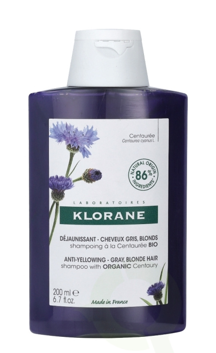 Klorane Anti-Yellowing Shampoo With Centaury 200 ml Gray, Blond Hair in the group BEAUTY & HEALTH / Hair & Styling / Hair care / Schampoo at TP E-commerce Nordic AB (C62473)