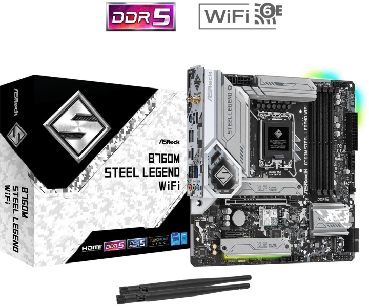 ASRock B760M Steel Legend WiFi Micro-ATX LGA1700 Intel B760 in the group COMPUTERS & PERIPHERALS / Computer components / Motherboard at TP E-commerce Nordic AB (C62536)