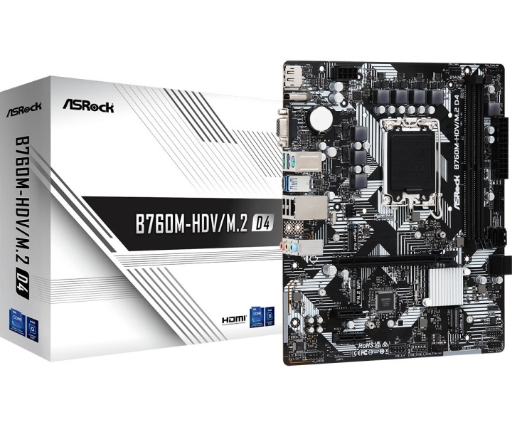 ASRock B760M-HDV/M.2 D4 Micro-ATX LGA1700 Intel B760 in the group COMPUTERS & PERIPHERALS / Computer components / Motherboard at TP E-commerce Nordic AB (C62537)