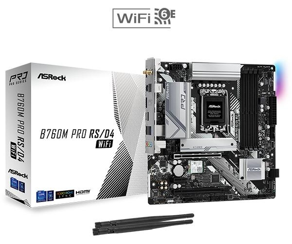 ASRock B760M Pro RS WiFi, DDR4 mATX LGA1700 in the group COMPUTERS & PERIPHERALS / Computer components / Motherboard at TP E-commerce Nordic AB (C62538)