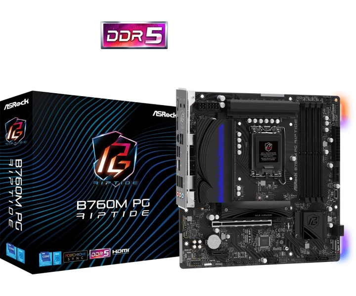 ASRock B760M PG Riptide, DDR5 mATX LGA1700 in the group COMPUTERS & PERIPHERALS / Computer components / Motherboard at TP E-commerce Nordic AB (C62544)