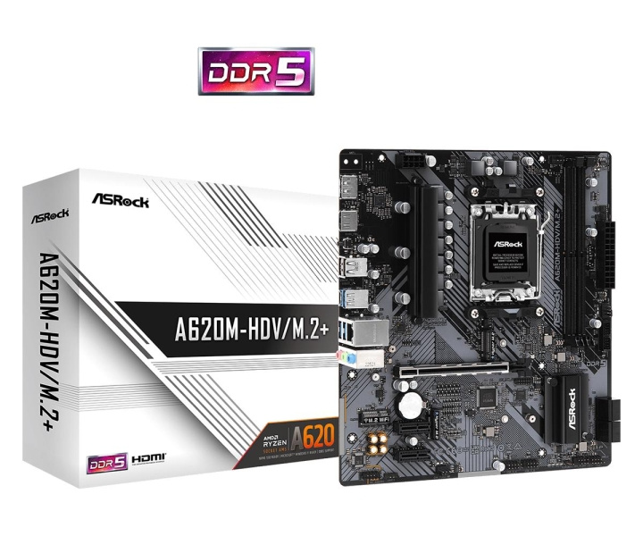 ASRock A620M-HDV/M.2+ Micro-ATX AM5 AMD A620 in the group COMPUTERS & PERIPHERALS / Computer components / Motherboard at TP E-commerce Nordic AB (C62553)