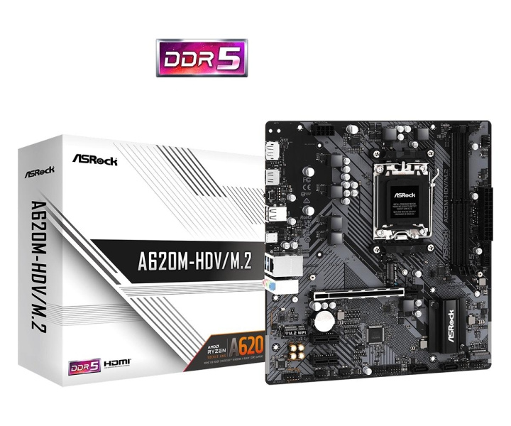 ASRock A620M-HDV/M.2 Micro-ATX AM5 AMD A620 in the group COMPUTERS & PERIPHERALS / Computer components / Motherboard at TP E-commerce Nordic AB (C62554)