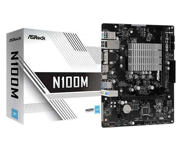 ASRock N100M Intel Q-Core - Retail in the group COMPUTERS & PERIPHERALS / Computer components / Motherboard at TP E-commerce Nordic AB (C62559)