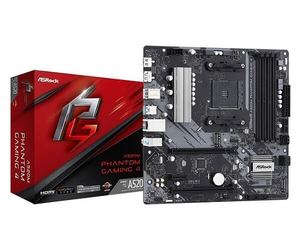 ASRock A520M Phantom Gaming 4 - mATX - A520 - AM4 - Moderkort in the group COMPUTERS & PERIPHERALS / Computer components / Motherboard at TP E-commerce Nordic AB (C62648)