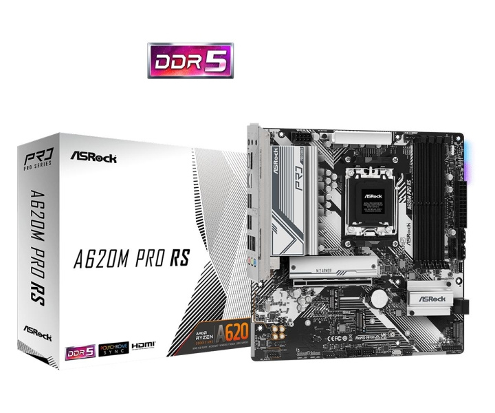 ASRock A620M PRO RS - mATX AM5 in the group COMPUTERS & PERIPHERALS / Computer components / Motherboard at TP E-commerce Nordic AB (C62693)