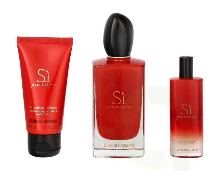 Armani Si Passione Giftset 165 ml Edp Spray 100ml/Edp 15ml/Body Lotion 50ml in the group BEAUTY & HEALTH / Gift sets / Gift sets for her at TP E-commerce Nordic AB (C62983)