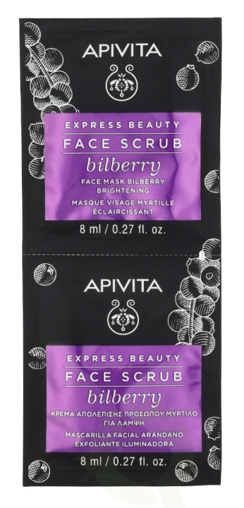 Apivita Express Beauty Face Scrub Set 16 ml 2x8ml - Bilberry in the group BEAUTY & HEALTH / Skin care / Face / Cleaning at TP E-commerce Nordic AB (C63430)