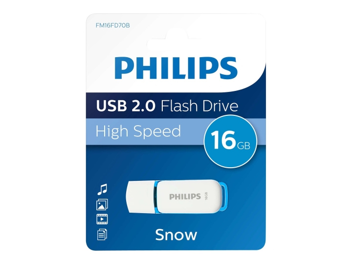 Philips FM16FD70B Snow edition 2.0 16GB USB 2.0 Blue White in the group HOME ELECTRONICS / Storage media / USB memory / USB 2.0 at TP E-commerce Nordic AB (C63658)