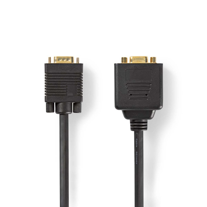 Nedis VGA Cable | VGA Male | 2x VGA Female | Gold Plated | Maximum resolution: 1280x768 | 0.20 m | Round | ABS | Black | Envelope in the group COMPUTERS & PERIPHERALS / Computer cables / VGA / Cables at TP E-commerce Nordic AB (C64416)
