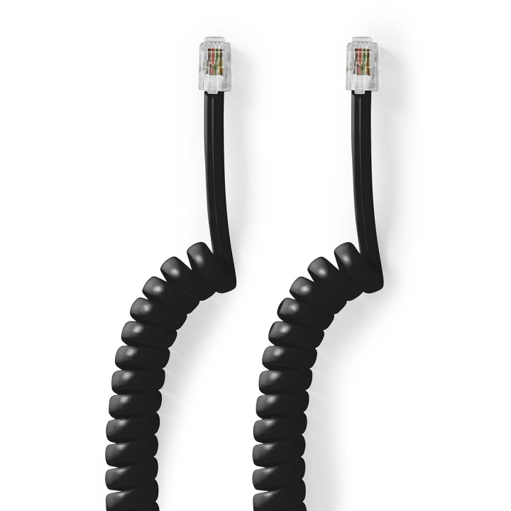 Nedis Telecom Cable | RJ10 Male | RJ10 Male | 2.00 m | Cable design: Coiled | Cable type: RJ10 | Black in the group HOME ELECTRONICS / Audio & Picture / Fixed telephony / Table phones at TP E-commerce Nordic AB (C64421)