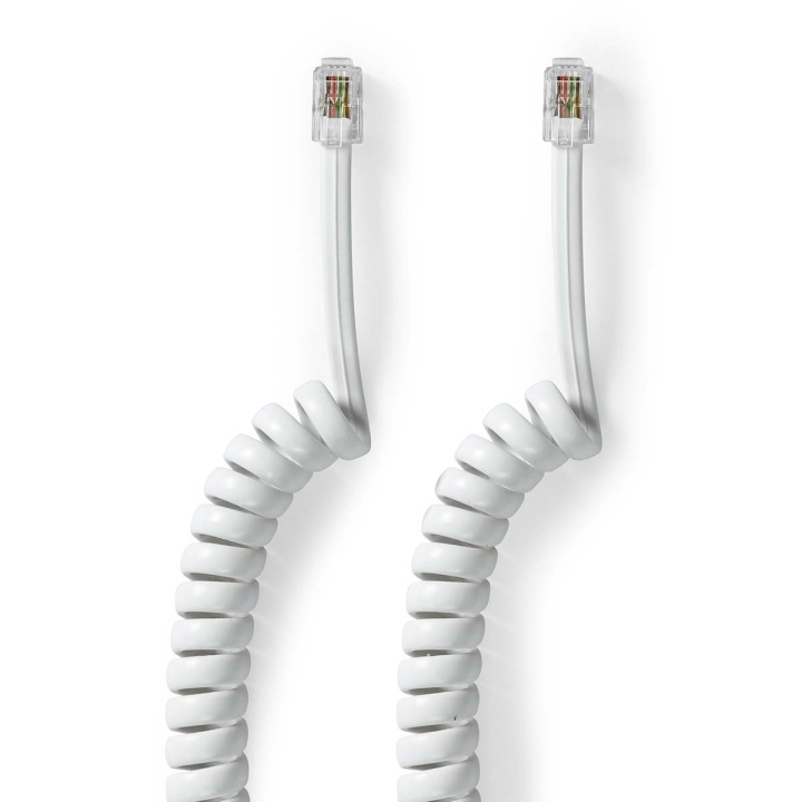 Nedis Telecom Cable | RJ10 Male | RJ10 Male | 2.00 m | Cable design: Coiled | Cable type: RJ10 | White | Box in the group HOME ELECTRONICS / Audio & Picture / Fixed telephony / Table phones at TP E-commerce Nordic AB (C64423)