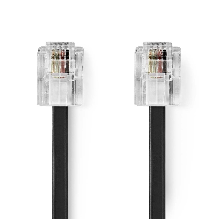 Nedis Telecom Cable | RJ11 Male | RJ11 Male | 2.00 m | Cable design: Flat | Plating: Gold Plated | Cable type: RJ11 | Black in the group HOME ELECTRONICS / Audio & Picture / Fixed telephony / Table phones at TP E-commerce Nordic AB (C64425)