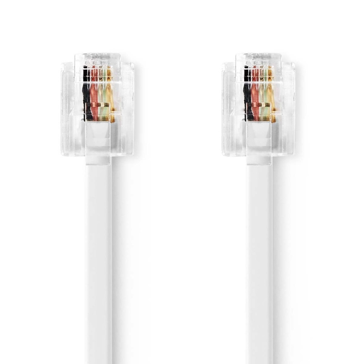 Nedis Telecom Cable | RJ11 Male | RJ11 Male | 2.00 m | Cable design: Flat | Plating: Gold Plated | Cable type: RJ11 | White in the group HOME ELECTRONICS / Audio & Picture / Fixed telephony / Table phones at TP E-commerce Nordic AB (C64434)