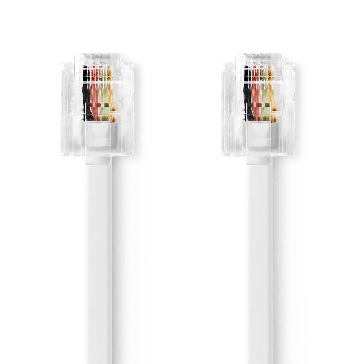 Nedis Telecom Cable | RJ11 Male | RJ11 Male | 5.00 m | Cable design: Flat | Plating: Nickel Plated | Cable type: RJ11 | White in the group HOME ELECTRONICS / Audio & Picture / Fixed telephony / Table phones at TP E-commerce Nordic AB (C64452)