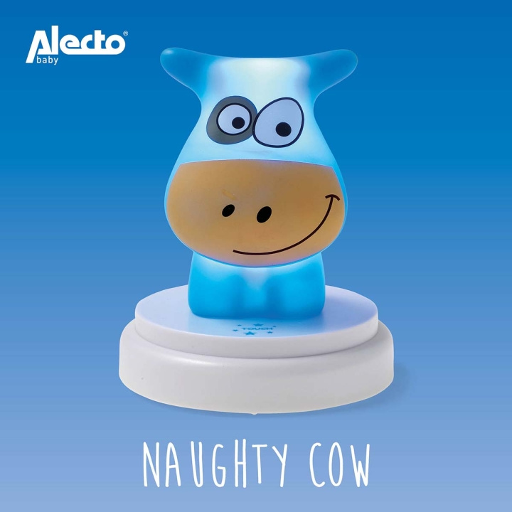 Alecto NAUGHTY COW LED night light cow blue in the group TOYS, KIDS & BABY PRODUCTS / Children\'s room / Baby lamps / Nightlights at TP E-commerce Nordic AB (C64484)
