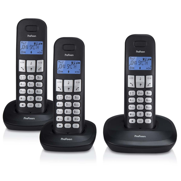 Profoon PDX-1130 DECT telephone with 3 handsets black in the group HOME ELECTRONICS / Audio & Picture / Fixed telephony / Wireless phones at TP E-commerce Nordic AB (C64487)