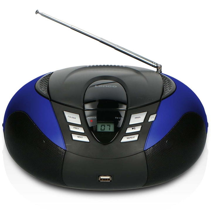 Lenco SCD-37 USB Blue Portable FM Radio CD and USB player Blue in the group HOME ELECTRONICS / Audio & Picture / Home cinema, Hifi & Portable / Portable audio players / CD-players at TP E-commerce Nordic AB (C64490)