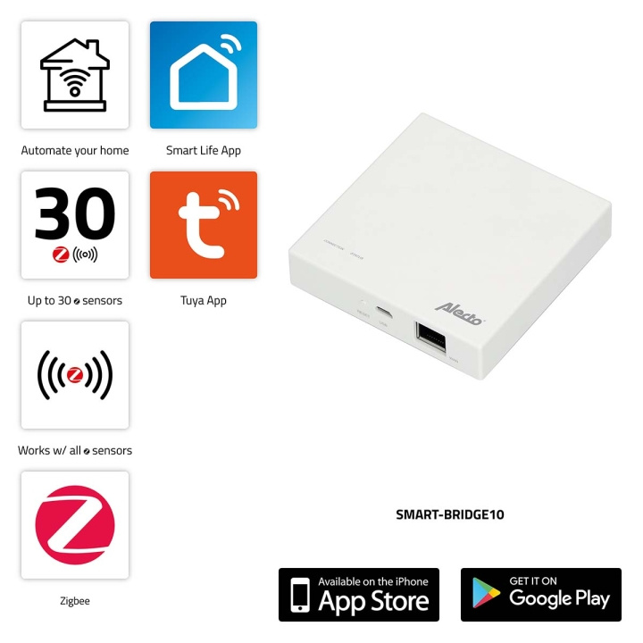 Alecto SMART-BRIDGE10 Connection point for Zigbee sensors to network / internet in the group HOME, HOUSEHOLD & GARDEN / Smart home / Smart home systems at TP E-commerce Nordic AB (C64496)