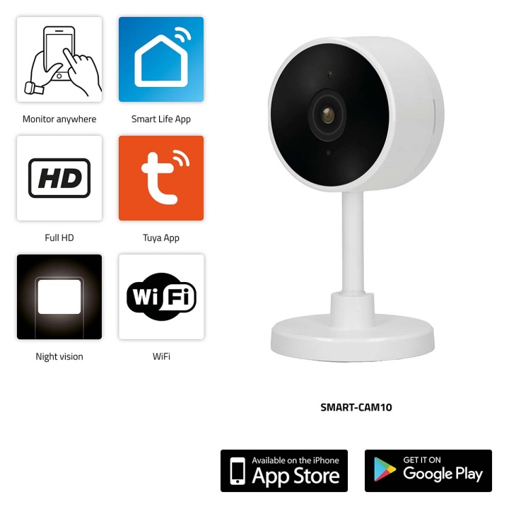 Alecto SMART-CAM10 Smart Wi-Fi camera IP camera suitable for home automation in the group HOME, HOUSEHOLD & GARDEN / Alarm & Security / Security cameras / Digital (Network) / Indoor cameras at TP E-commerce Nordic AB (C64498)
