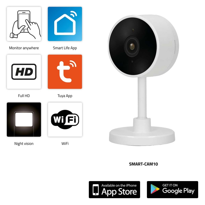 Alecto Smart Wi-Fi camera IP camera suitable for home automation in the group HOME, HOUSEHOLD & GARDEN / Alarm & Security / Security cameras / Digital (Network) / Indoor cameras at TP E-commerce Nordic AB (C64498)