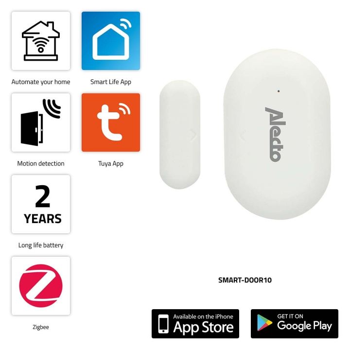 Alecto SMART-DOOR10 Smart Zigbee door/window contact sensor in the group HOME, HOUSEHOLD & GARDEN / Smart home / Smart sensors at TP E-commerce Nordic AB (C64499)