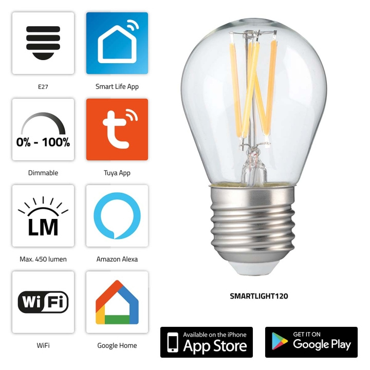 Alecto SMARTLIGHT120 Smart filament LED lamp with Wi-Fi in the group HOME, HOUSEHOLD & GARDEN / Smart home / Smart Lights at TP E-commerce Nordic AB (C64509)