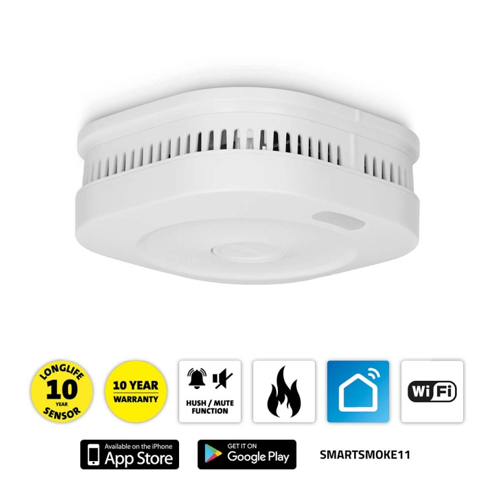 Alecto SMARTSMOKE11 Wi-Fi Smart smoke detector in the group HOME, HOUSEHOLD & GARDEN / Alarm & Security / Fire, smoke, gas / Smoke alarms at TP E-commerce Nordic AB (C64513)