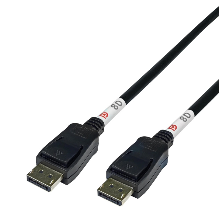 DELTACO DisplayPort cable, DP 2.1, DP80, 0,5m in the group COMPUTERS & PERIPHERALS / Computer cables / DisplayPort / Cables at TP E-commerce Nordic AB (C64739)