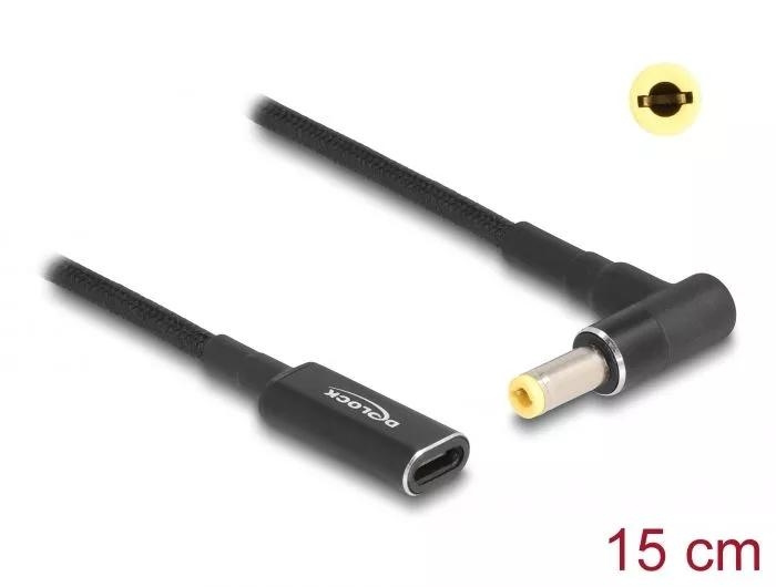 DeLOCK Laptop Charging Cable USB Type-C female to 5.5 x 2.5 mm 15cm in the group COMPUTERS & PERIPHERALS / Laptops & accessories / Computer chargers / Chargers for laptops / Universal at TP E-commerce Nordic AB (C64748)