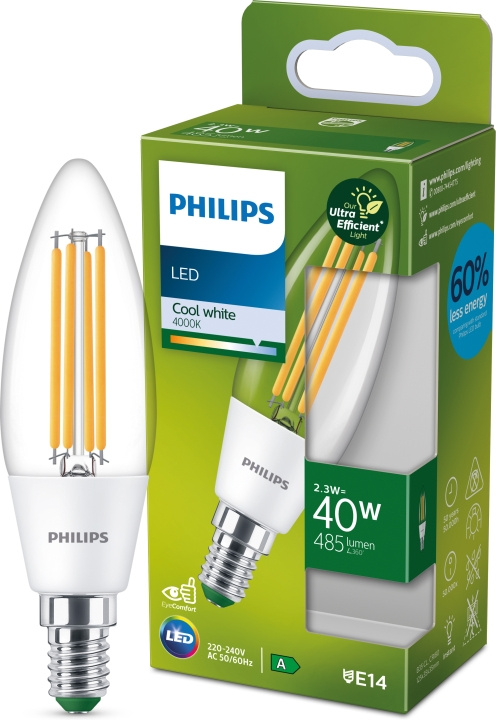 Philips Ultra Efficient LED-ljuslampa, E14, 4000K, 485 lm in the group HOME ELECTRONICS / Lighting / LED lamps at TP E-commerce Nordic AB (C64855)