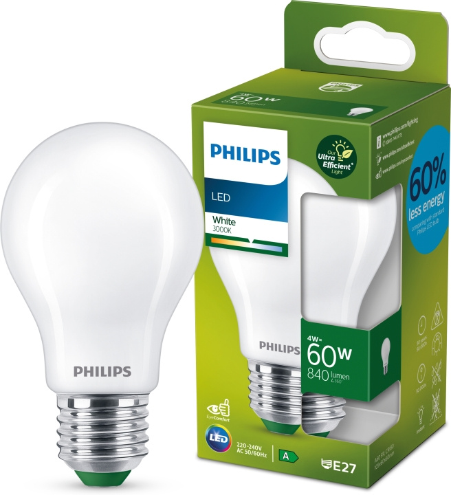 Philips Ultra Efficient LED-lampa, E27, 3000 K, 840 lm in the group HOME ELECTRONICS / Lighting / LED lamps at TP E-commerce Nordic AB (C64856)