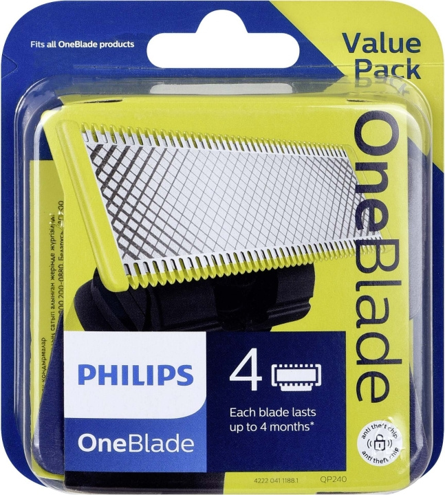 Philips OneBlade QP240/50 replacement blades, 4 pcs in the group BEAUTY & HEALTH / Hair & Styling / Shaving & Trimming / Razors & Accessories at TP E-commerce Nordic AB (C64858)