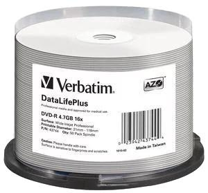 Verbatim DVD-R 16x, 4.7GB/120min, 50-pack spindel, Non ID, Inkjet in the group HOME ELECTRONICS / Storage media / CD/DVD/BD-Discs / DVD-R at TP E-commerce Nordic AB (C65235)