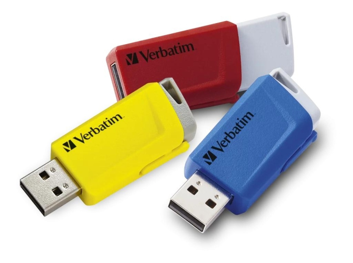 Verbatim Store N Click USB 3.0 3x 16GB red, blue & yellow in the group HOME ELECTRONICS / Storage media / USB memory / USB 3.0 at TP E-commerce Nordic AB (C65243)