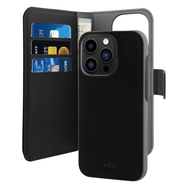 Puro iPhone 14 Pro Max Eco-Leather wallet, Black in the group SMARTPHONE & TABLETS / Phone cases / Apple / iPhone 14 at TP E-commerce Nordic AB (C65312)
