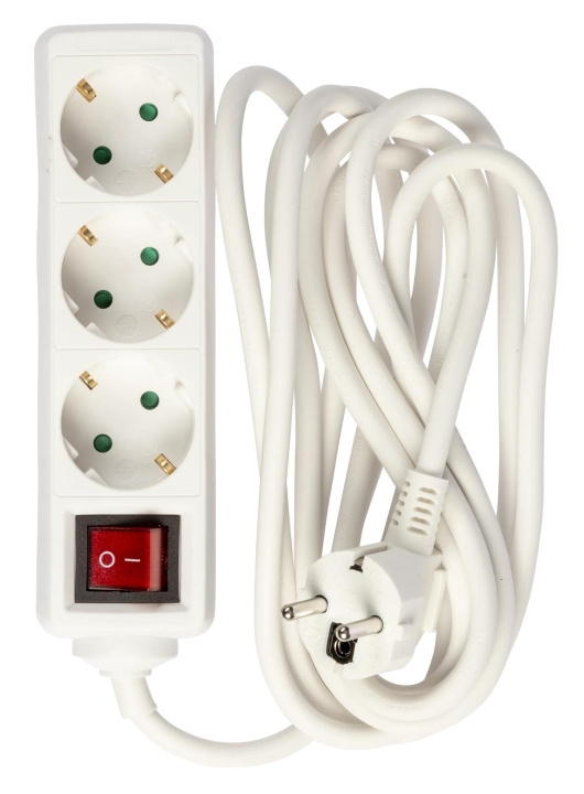 Nordic Quality 3-way plug w/switch+ground, 3m in the group HOME, HOUSEHOLD & GARDEN / Electricity & Lighting / Power strips at TP E-commerce Nordic AB (C65809)