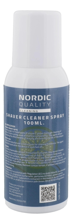 Nordic Quality Cleaning Spray for Shavers, 100ml in the group BEAUTY & HEALTH / Hair & Styling / Shaving & Trimming / Shavers accessories at TP E-commerce Nordic AB (C65871)