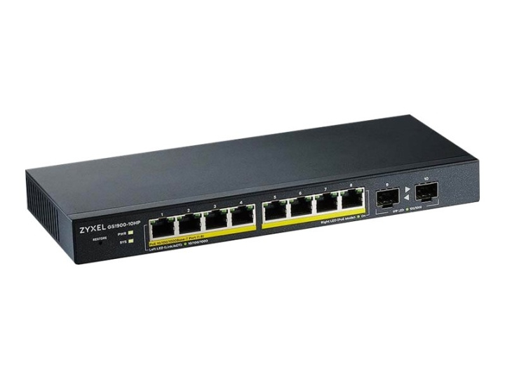 ZyXEL GS1900-10HP Switch 8-port Gigabit PoE+ in the group COMPUTERS & PERIPHERALS / Network / Switches at TP E-commerce Nordic AB (C67117)