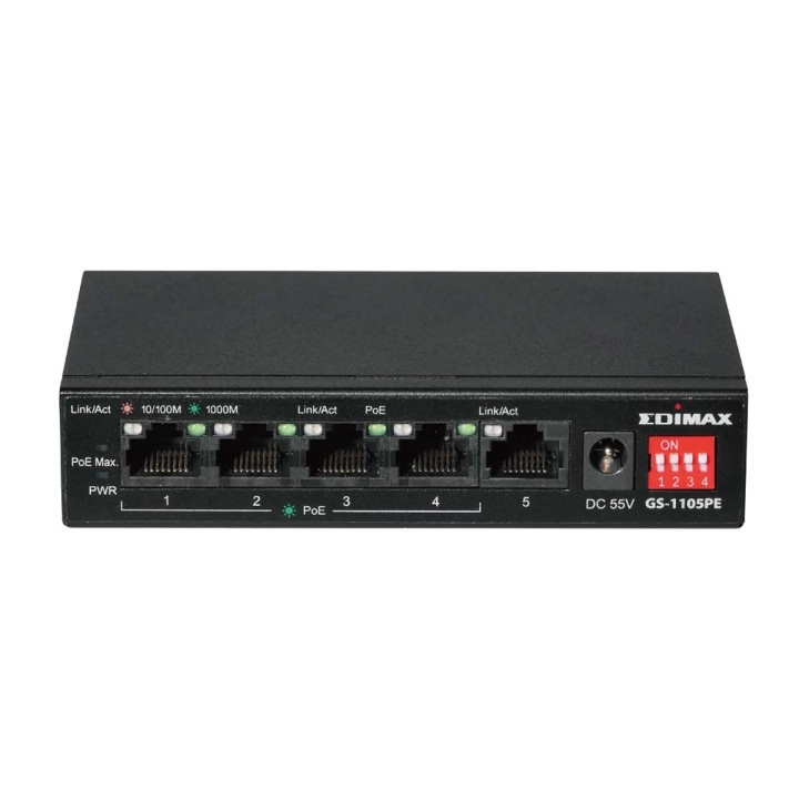 Edimax Long Range 5-Port Gigabit PoE+ Switch with 4 PoE+ Ports and DIP Switch in the group COMPUTERS & PERIPHERALS / Network / Switches at TP E-commerce Nordic AB (C67657)