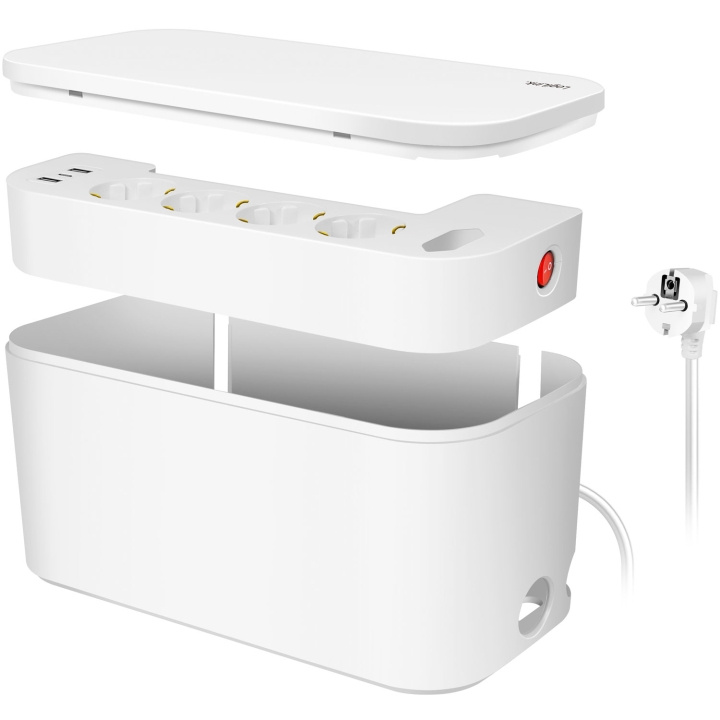 LogiLink Cable box - Kabelgömma med grenuttag + USB-A/USB-C-laddning Vit in the group HOME ELECTRONICS / Cables & Adapters / Kable management at TP E-commerce Nordic AB (C68804)
