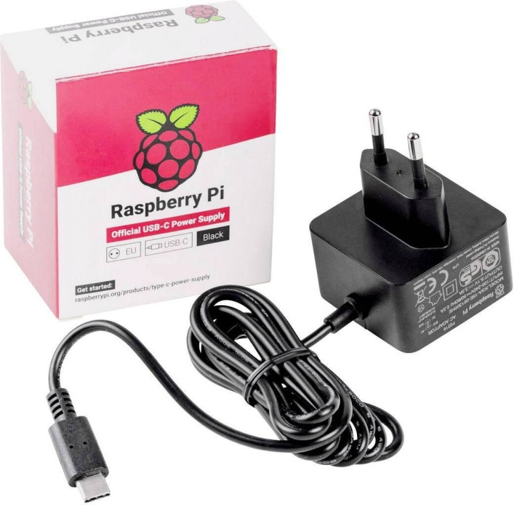 Raspberry Pi 5 B official mains adapter, 27 W in the group COMPUTERS & PERIPHERALS / Computer components / Raspberry Pi at TP E-commerce Nordic AB (C69137)