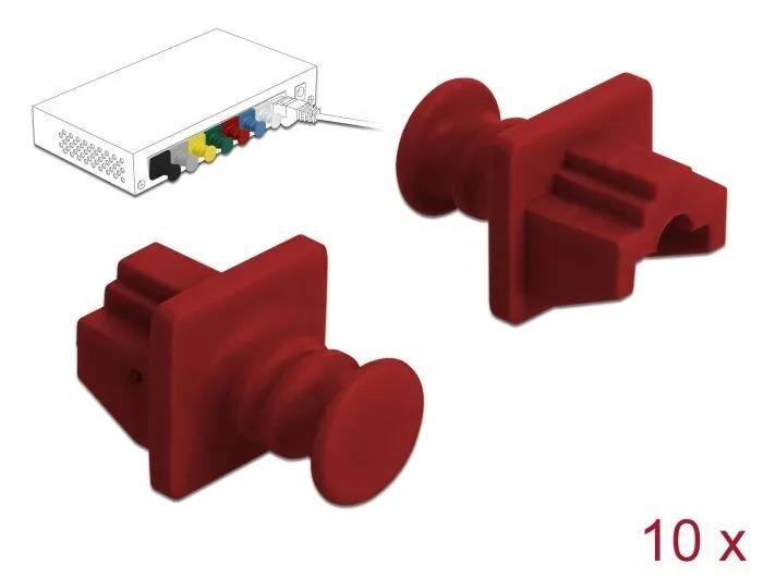 DeLOCK Dust Cover for RJ45 jack 10 pieces red in the group COMPUTERS & PERIPHERALS / Computer cables / Network cables / Adapters & Conductor joints at TP E-commerce Nordic AB (C70525)