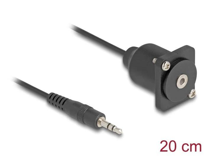 DeLOCK D-Type Cable 3.5 mm 3 pin Stereo jack male to female 20 cm in the group HOME ELECTRONICS / Cables & Adapters / Audio analog / Adapters at TP E-commerce Nordic AB (C70561)