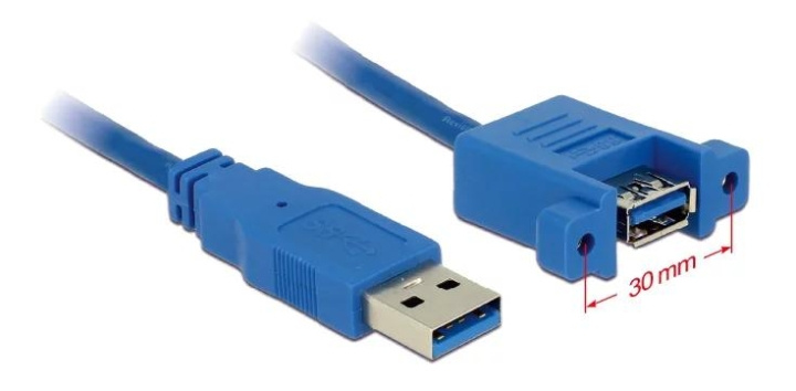 DeLOCK Cable USB 3.0 Type-A male>USB 3.0 Type-A fe panel-mount 1m in the group COMPUTERS & PERIPHERALS / Computer cables / USB / USB-A / Cables at TP E-commerce Nordic AB (C70699)