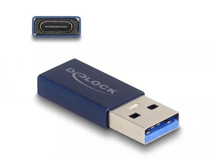 DeLOCK USB 10 Gbps USB Type-A male to USB Type-C active female blue in the group COMPUTERS & PERIPHERALS / Computer cables / USB / USB-A / Adapters at TP E-commerce Nordic AB (C75533)