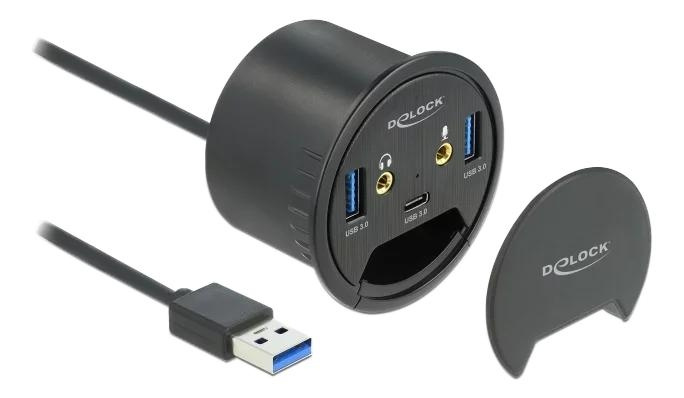 DeLOCK 3 Port In-Desk Hub USB 1 x USB Type-C and 2 x USB Type-A +HD in the group COMPUTERS & PERIPHERALS / Computer accessories / USB-Hubs at TP E-commerce Nordic AB (C75624)